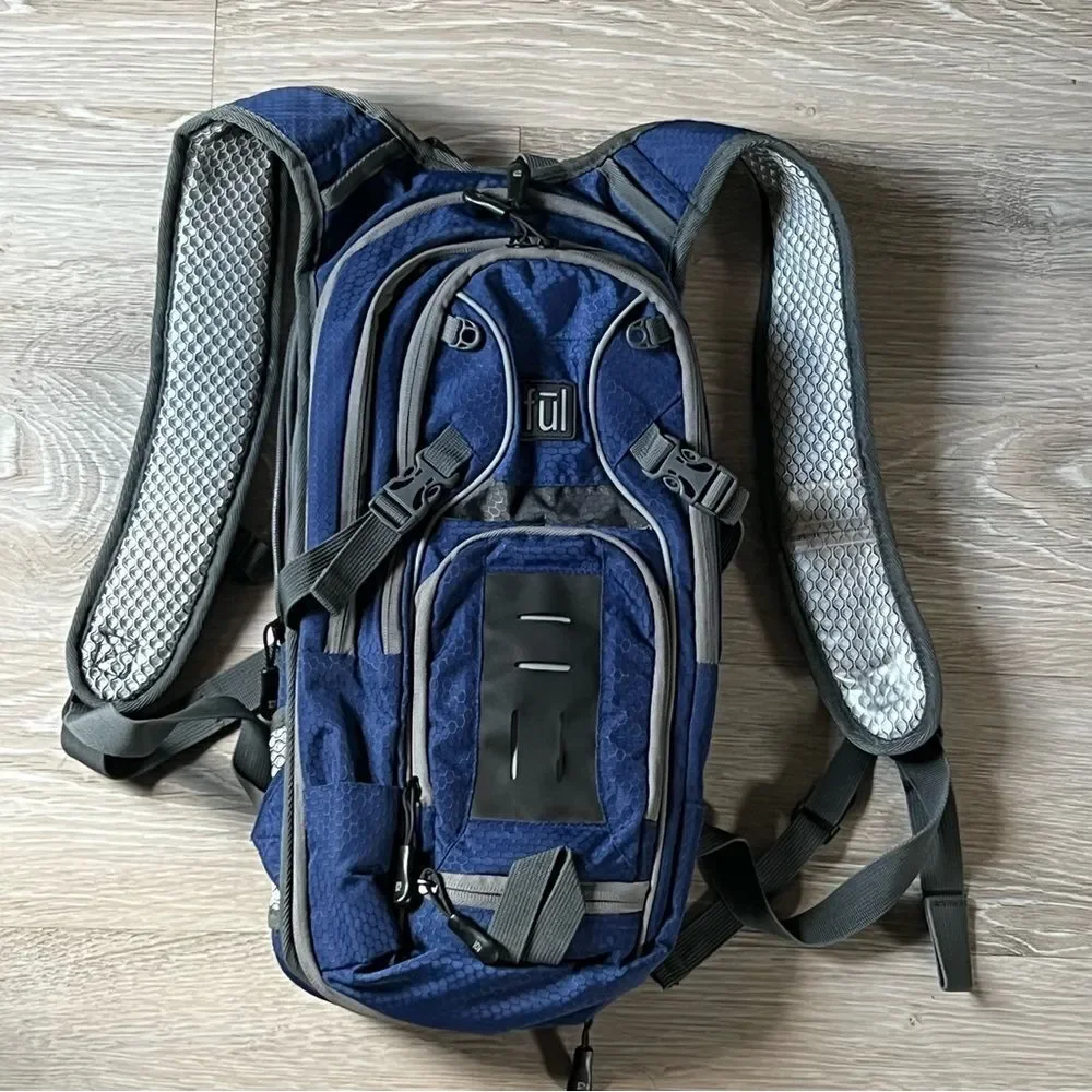 FŪL Day BACKPACK Padded Waterproof Cooler Compartment Multi Pockets Blue